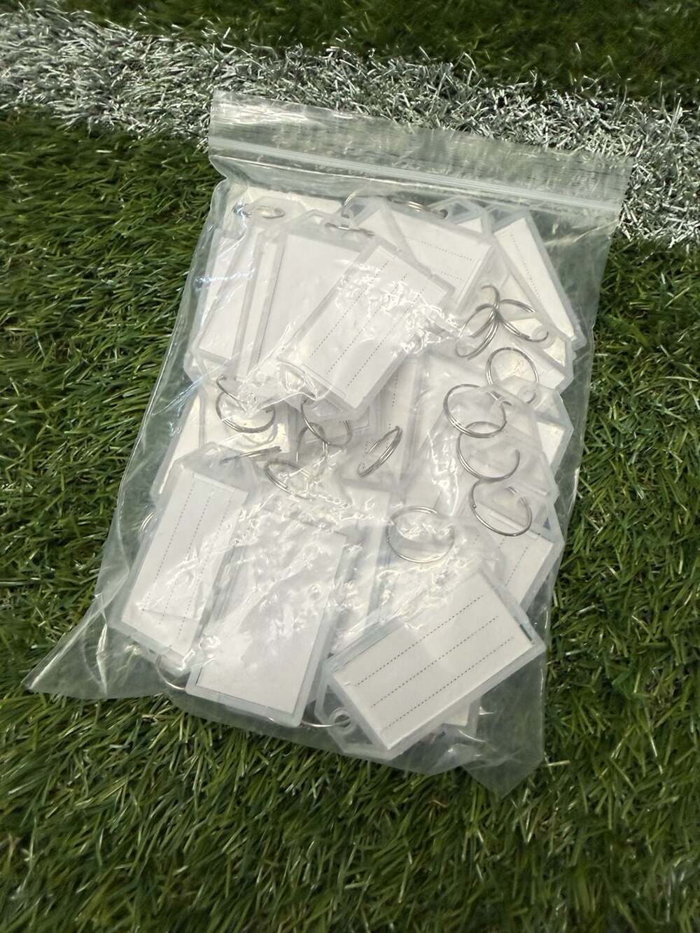 30 Pcs Plastic Key Tags with Labels and Label Window, Clear